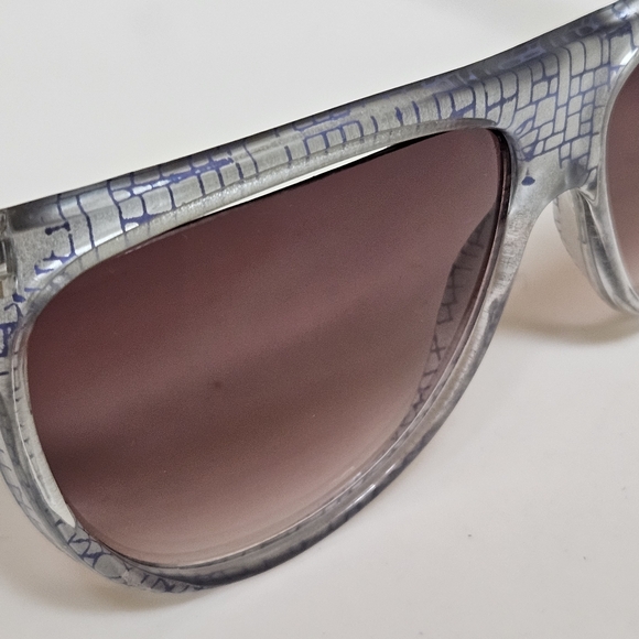 Vintage Cool-Ray Sunglasses Flat Top Silver Patterned Brown Gradient Lenses - Picture 2 of 13